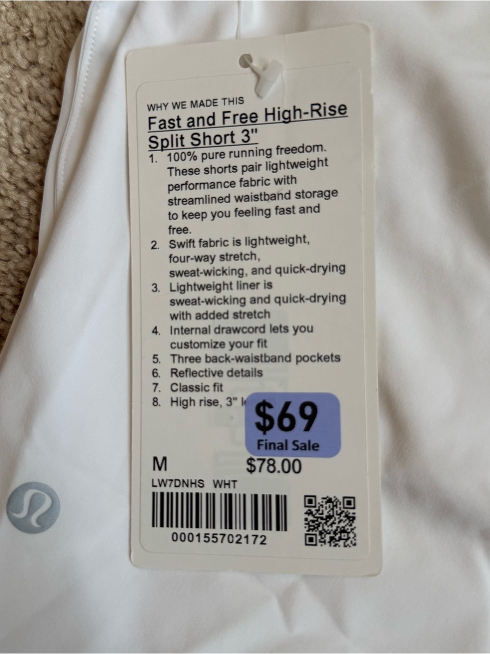 Lululemon Fast and Free High-Rise Split Short 3” Size Medium - Picture 3 of 4